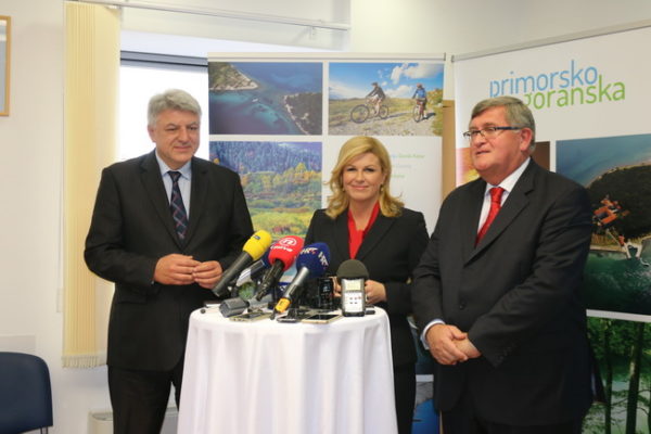 Župan Zlatko Komadina, predsjednica Kolinda Grabar-Kitarović i gradonačelnik Vojko Obersnel