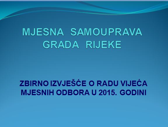 Naslovnica Izvješća o radu vijeća mjesnih odbora za 2015.