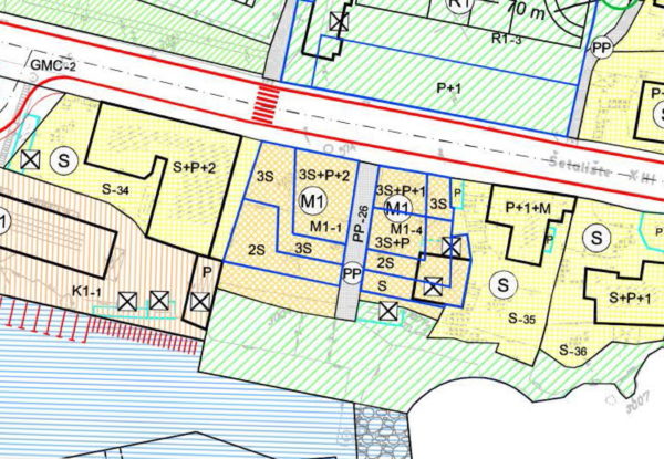 Površine u ulici Šetalište 13. divizije M1 i M 2