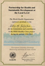 Diploma za doprinos mreži zdravih gradova