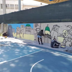 Oslikavanje zida košarkaškog igrališta na Zametu