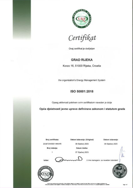 Certifikat ISO 50001:2018. - Korzo 16