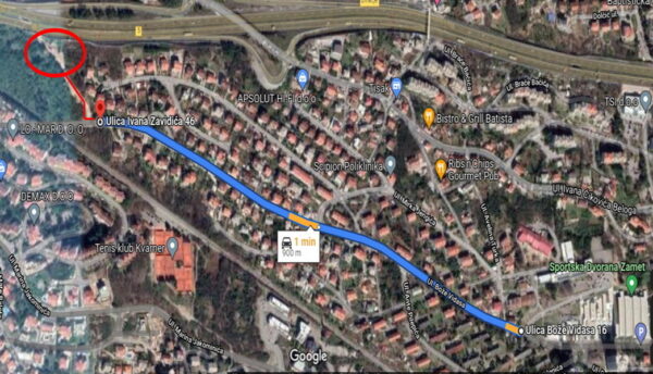 Mapa prilaza gradilištu Martinkovac Kantrida dionica D