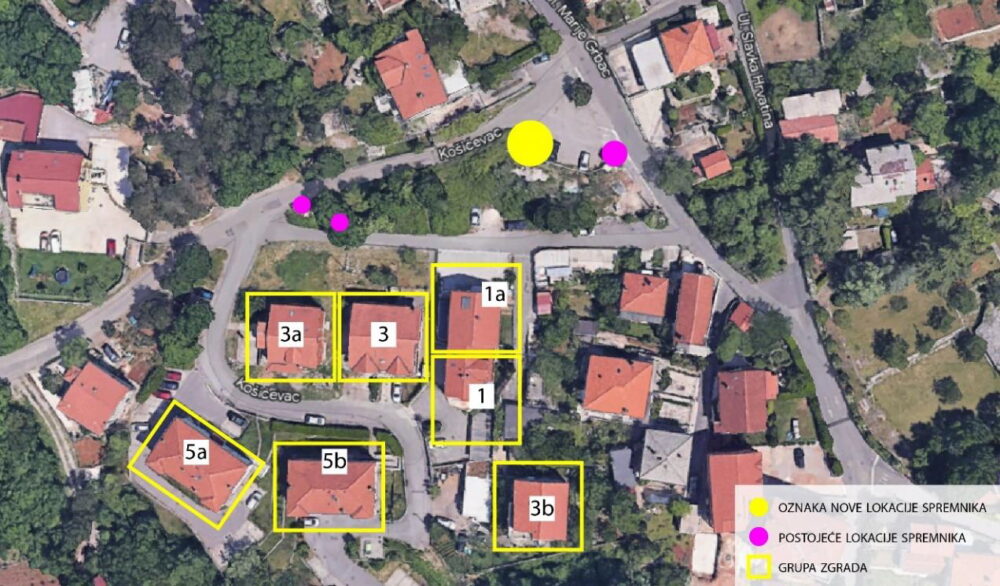 Primjer utvrđene lokacije zajedničkih spremnika za sakupljanje komunalnog otpada na površini javne namjene. 2