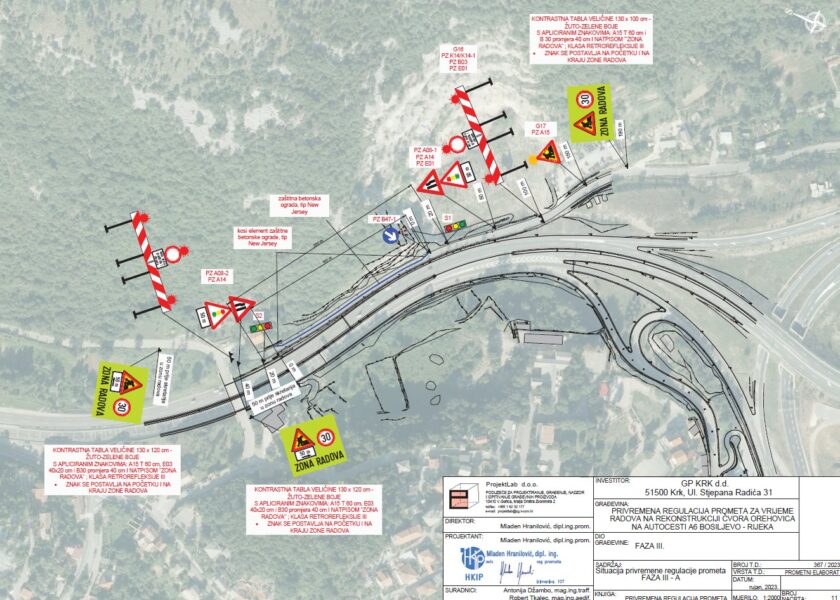 Privremena regulacija prometa za vrijeme radova na rekonstrukciji cvora Orehovica na autocesti a6 Bosiljevo - Rijeka