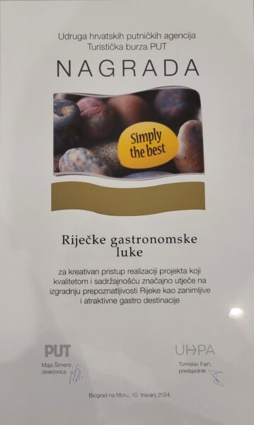 Riječke gastronomske luke - nagrada Simply the best