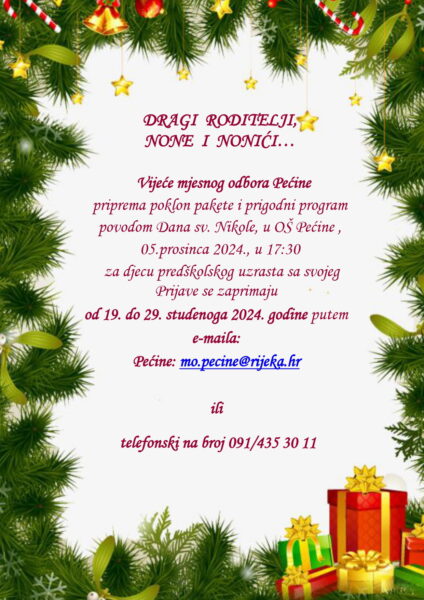 Plakat - Sv. Nikola 2024, preuzimanje poklon paketa i prigodni program