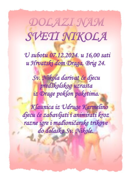 Plakat-poziv dolazi nam Sv. Nikola 2024.