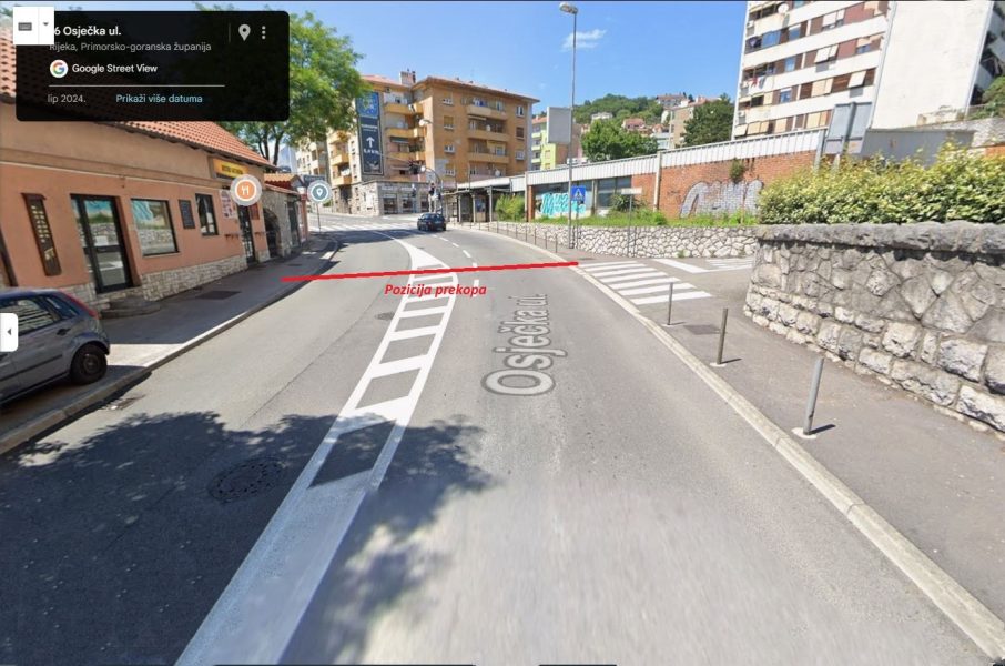 Lokacija radova na prekopu prometnice u ulici Osječka kod kbr. 23