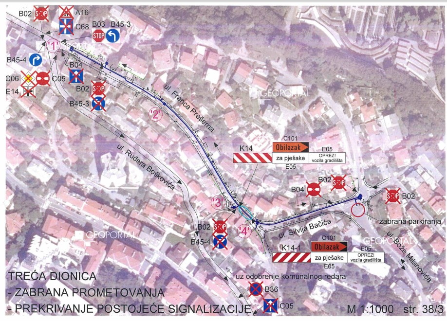 Zatvaranje ulica Franca Prešerna i Silvija Bačića