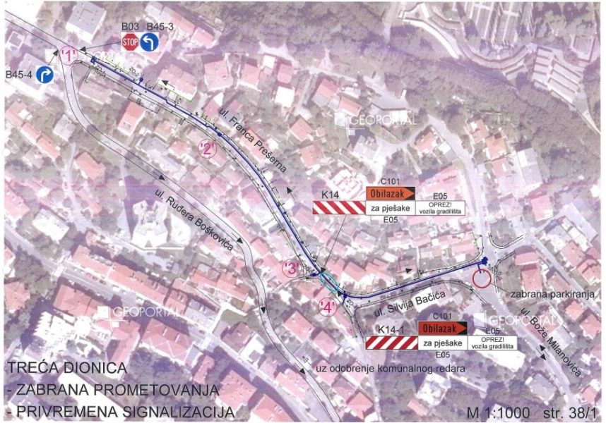 Zatvaranje ulica Franca Prešerna i Silvija Bačića