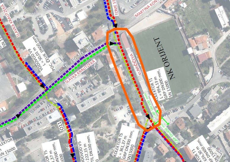 Obuhvat radova u Kumičićevoj ulici