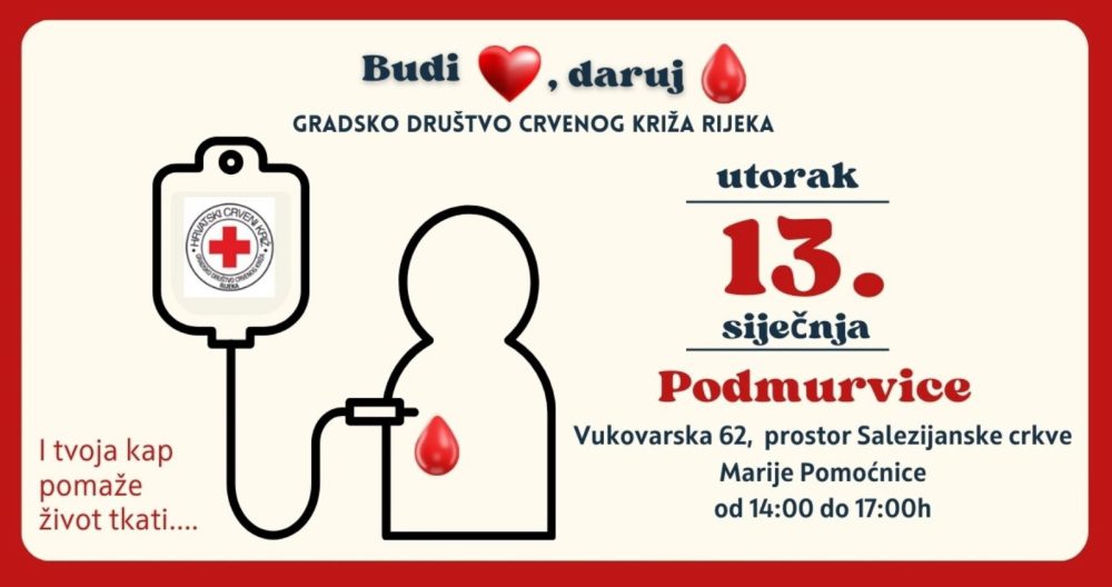 Poziv na akciju darivanja krvi na Podmurvicama
