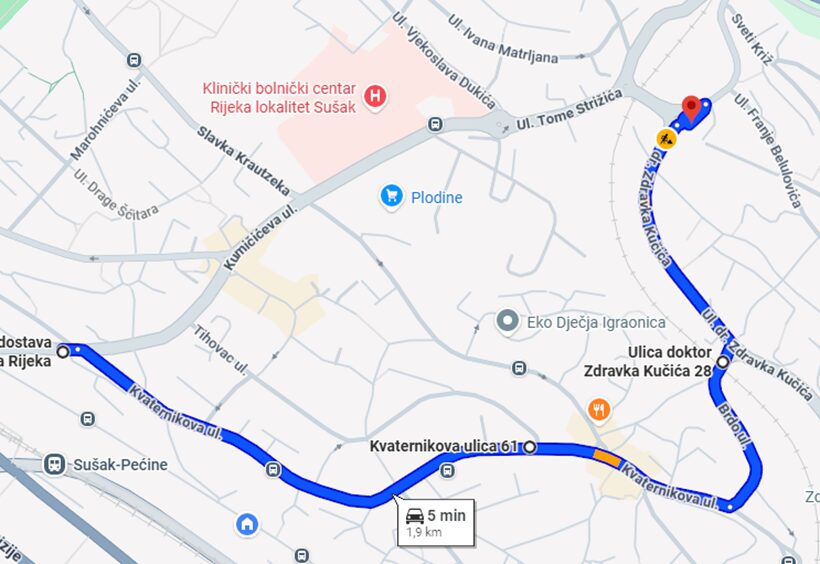 Trase autobusnih linija za vrijeme trajanja radova u Kumičićevoj ulici
