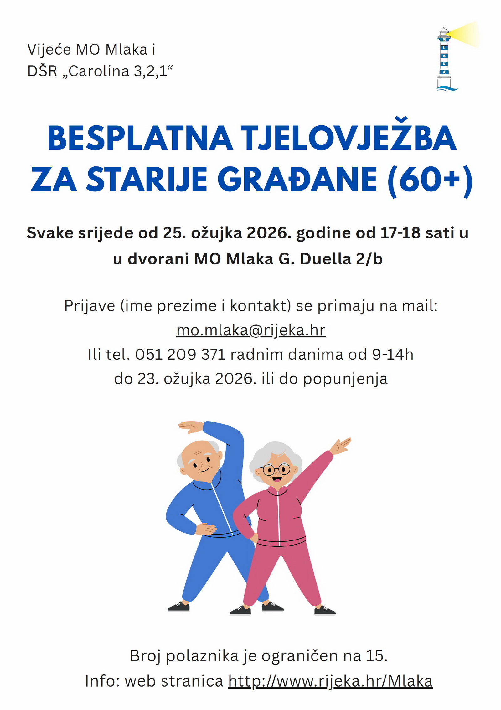 Tjelovježba za osobe 60 plus u MO Mlaka