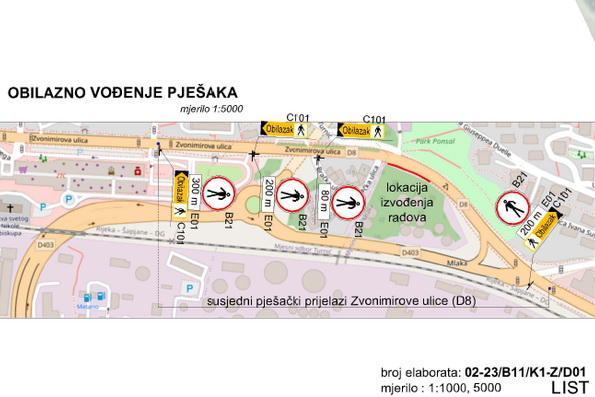 Zvonimirova pješaci obilazno